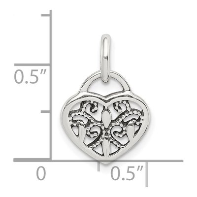 Sterling Silver Antique Heart Pendant – view 5