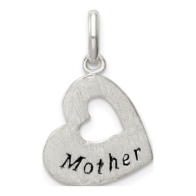 Sterling Silver Antiqued Mother Heart Pendant