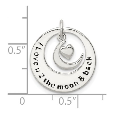Sterling Silver Enamel I Love You to Moon Pendant – view 5
