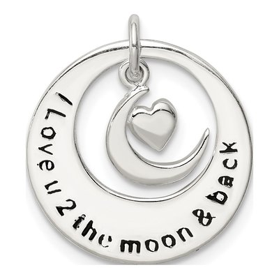 Sterling Silver Enamel I Love You to Moon Pendant