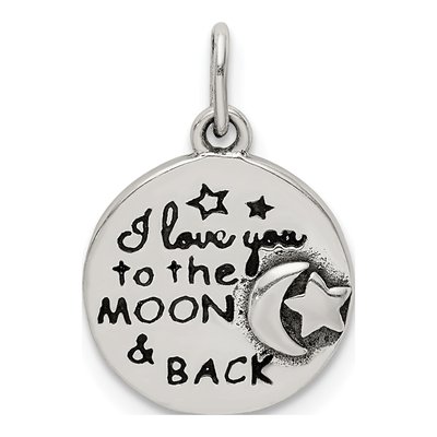 Sterling Silver 'love You to Moon Back' Pendant