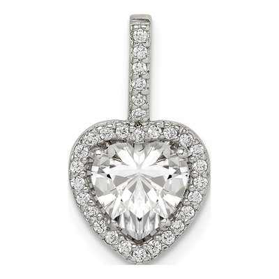 Sterling Silver CZ Heart Slide Pendant