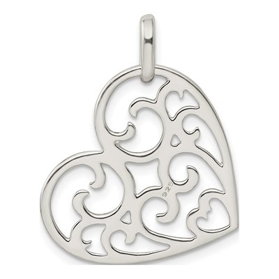 Sterling Silver Filigree Heart Pendant – view 4