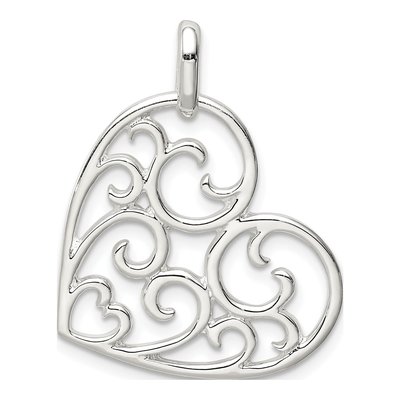 Sterling Silver Filigree Heart Pendant