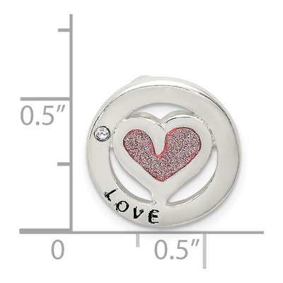 Sterling Silver Glitter Infused CZ Heart Slide Pendant – view 5