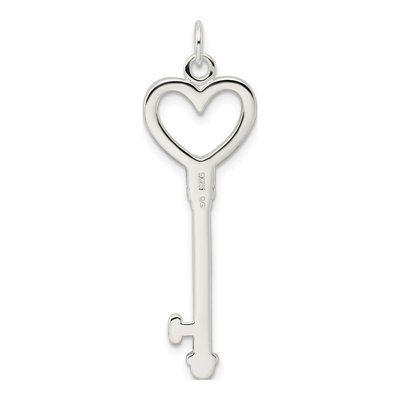 Sterling Silver CZ Heart Key Pendant – view 4