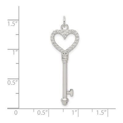 Sterling Silver CZ Heart Key Pendant – view 5