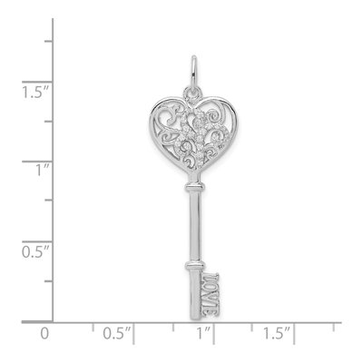 Sterling Silver CZ Love Key Pendant – view 5