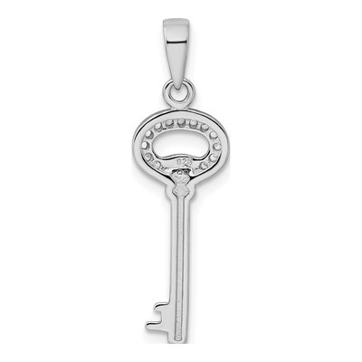 Sterling Silver CZ Key Pendant – view 4
