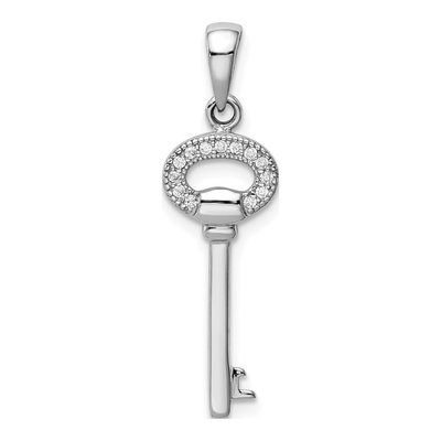 Sterling Silver CZ Key Pendant