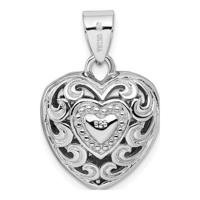 Sterling Silver Cut-Out Heart Swirl Pendant – view 4