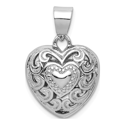 Sterling Silver Cut-Out Heart Swirl Pendant