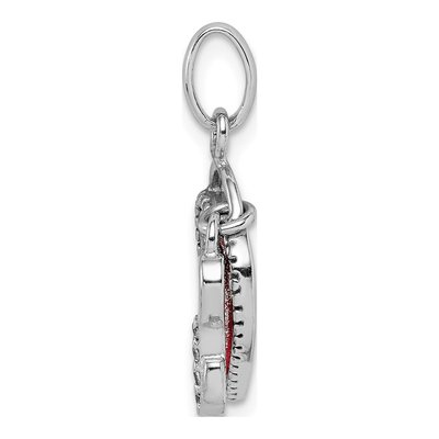 Sterling Silver CZ Heart Key Pendant – view 3