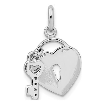 Sterling Silver CZ Heart Key Pendant – view 4
