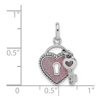 Sterling Silver CZ Heart Key Pendant – view 5