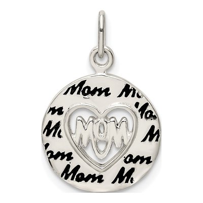 Sterling Silver Enamel MOM Pendant