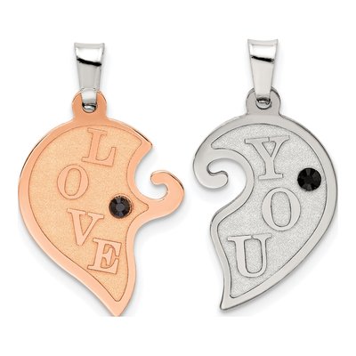Rose Gold-Plated Sterling Silver CZ Breakapart Heart Pendant