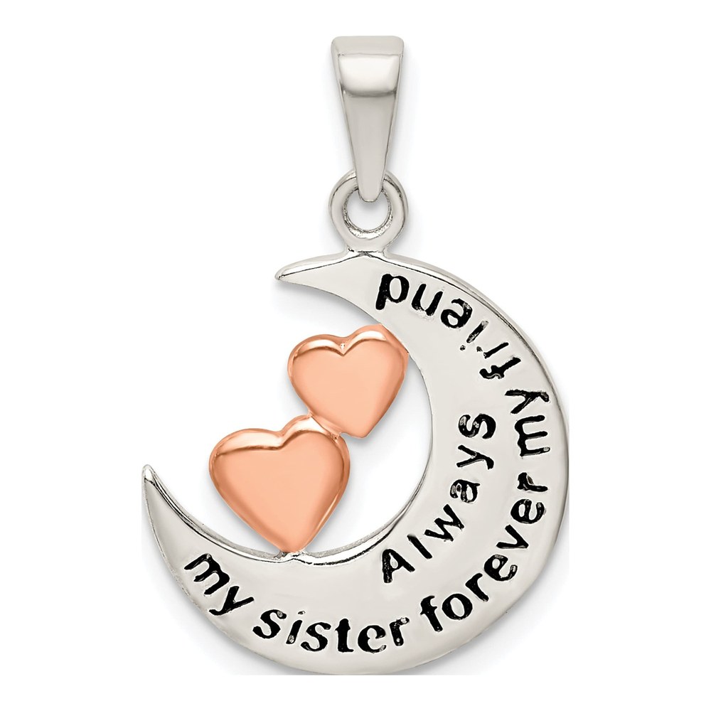 Rose Gold-Plated Sterling Silver 'sister Friend' Enamel Pendant