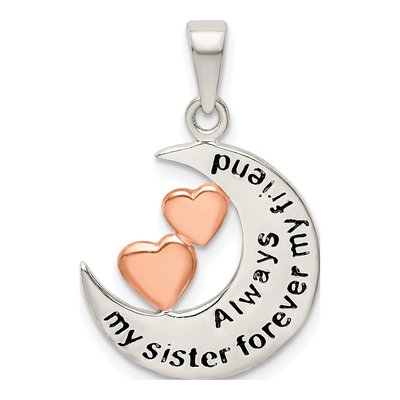 Rose Gold-Plated Sterling Silver 'sister Friend' Enamel Pendant