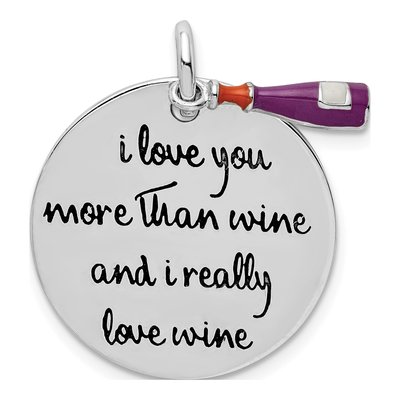 Sterling Silver Enameled Love Wine Pendant