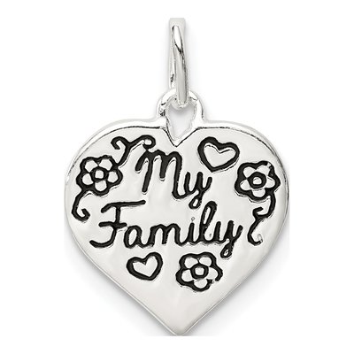 Sterling Silver MY Family Heart Enamel Charm