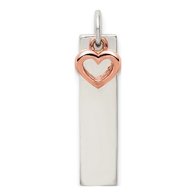 Sterling Silver Bar Heart Pendant