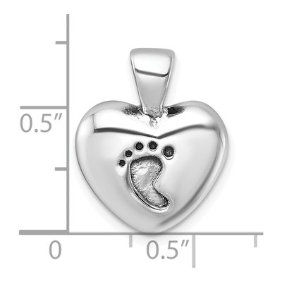 Sterling Silver Antiqued Baby Foot Heart Pendant – view 5