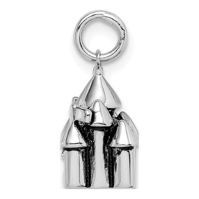 Sterling Silver Antiqued 3D Castle Pendant – view 3