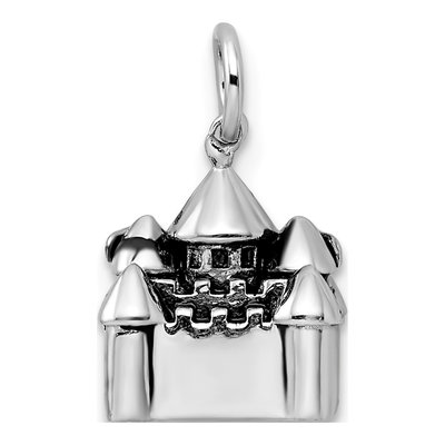 Sterling Silver Antiqued 3D Castle Pendant – view 4