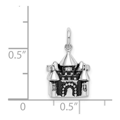 Sterling Silver Antiqued 3D Castle Pendant – view 5