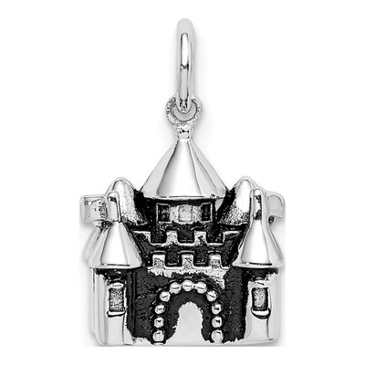 Sterling Silver Antiqued 3D Castle Pendant