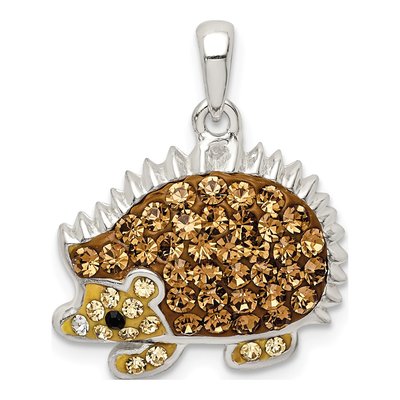 Sterling Silver Crystal Hedgehog Pendant