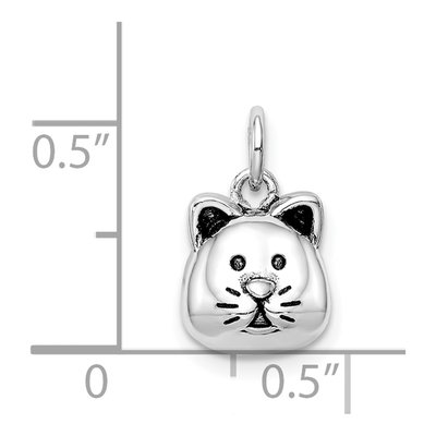 Sterling Silver Antiqued Cat Head Pendant – view 5