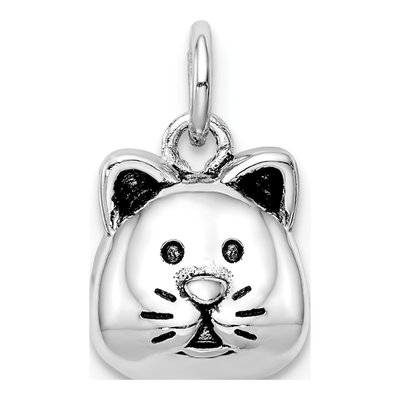 Sterling Silver Antiqued Cat Head Pendant