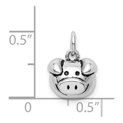 Sterling Silver Antiqued Pig Head Pendant – view 5