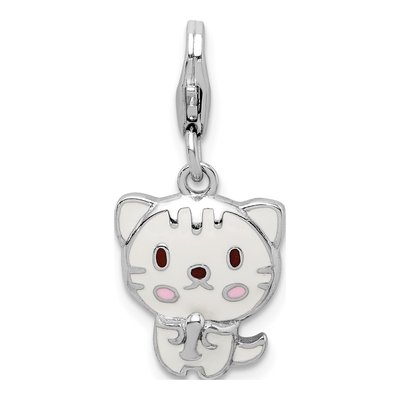 Sterling Silver Enameled Kitten Charm