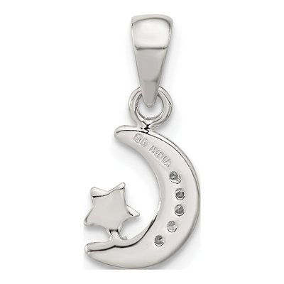 Sterling Silver CZ Star Moon Pendant – view 4