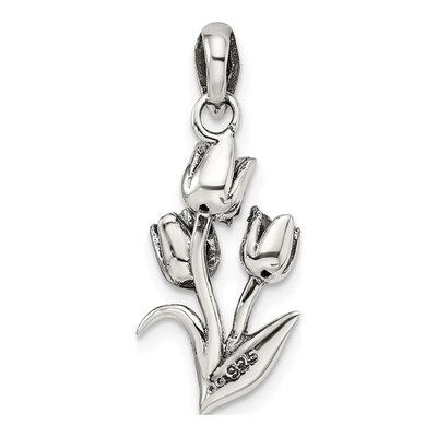 Sterling Silver Antiqued Tulip Pendant – view 4