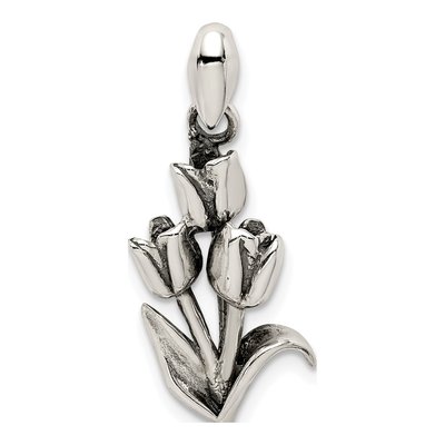 Sterling Silver Antiqued Tulip Pendant