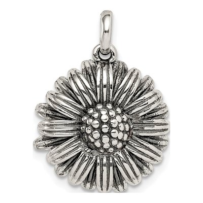 Sterling Silver Antiqued Sunflower Pendant