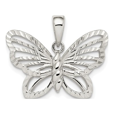 Sterling Silver Diamond-Cut Butterfly Pendant