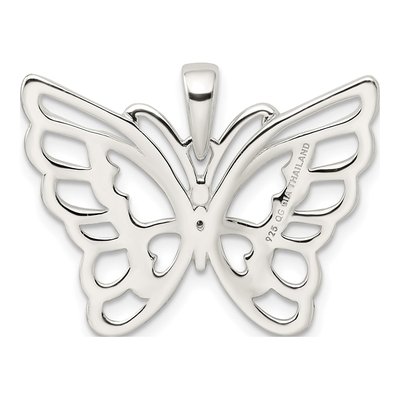 Sterling Silver CZ Diamond-Cut Butterfly Pendant – view 4