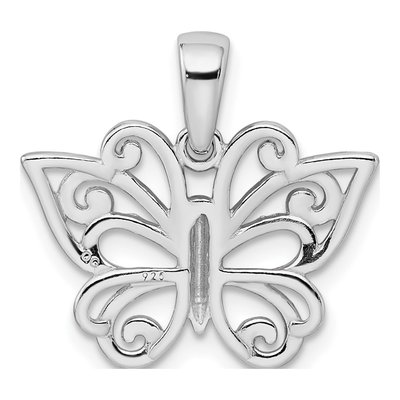 Sterling Silver Diamond-Cut Butterfly Pendant – view 4