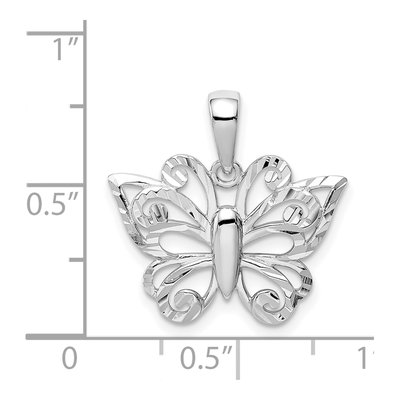 Sterling Silver Diamond-Cut Butterfly Pendant – view 5