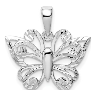 Sterling Silver Diamond-Cut Butterfly Pendant