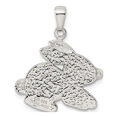 Sterling Silver Simulated Pearl & Crystal Rabbit Pendant – view 4
