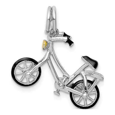 Sterling Silver Enameled Moveable Bicycle Pendant