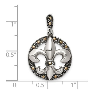 Sterling Silver Marcasite Fleur de Lis Pendant – view 5