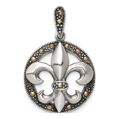 Sterling Silver Marcasite Fleur de Lis Pendant