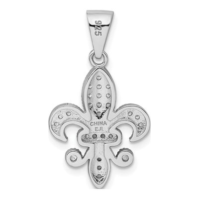 Sterling Silver CZ Fleur de Lis Pendant – view 4